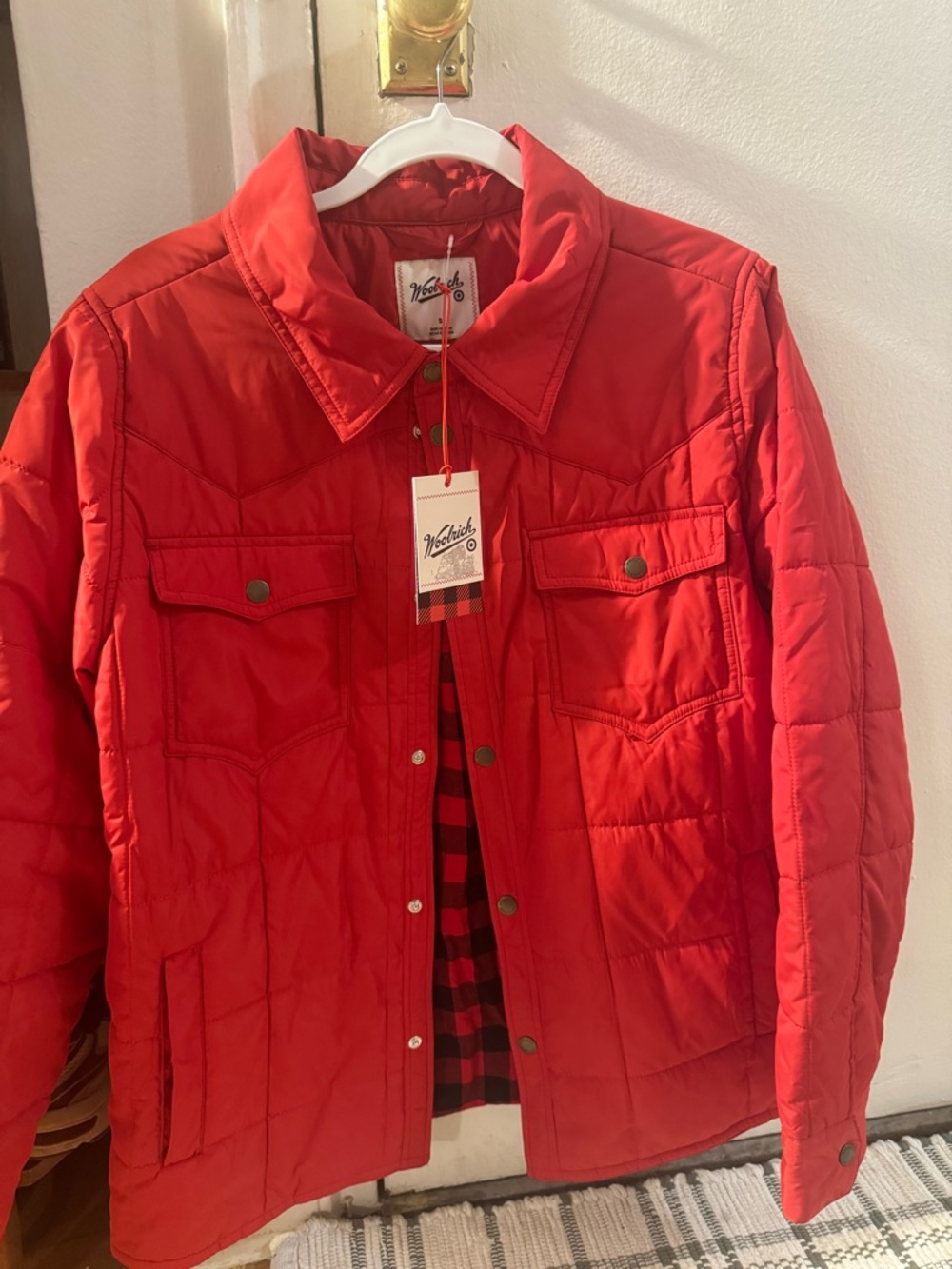 Target x Woolrich Unisex red jacket, size Small NWT.